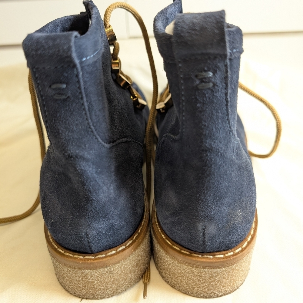 Boden Suede Gowrie Ankle Lace Up Boots Blue Size EU40 (9) Like New! - Picture 4 of 9